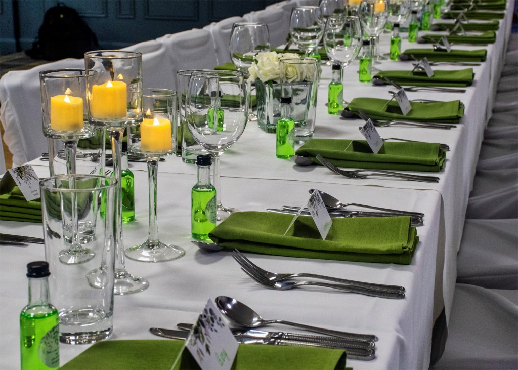 close up of tables at a Fereneze Golf Club event